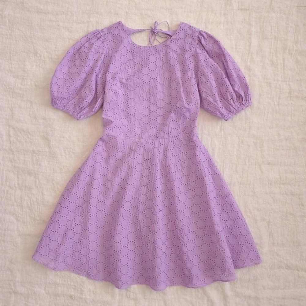 Olivaceous purple lavender mini dress with tie back detail. Size: S - Picture 1 of 8